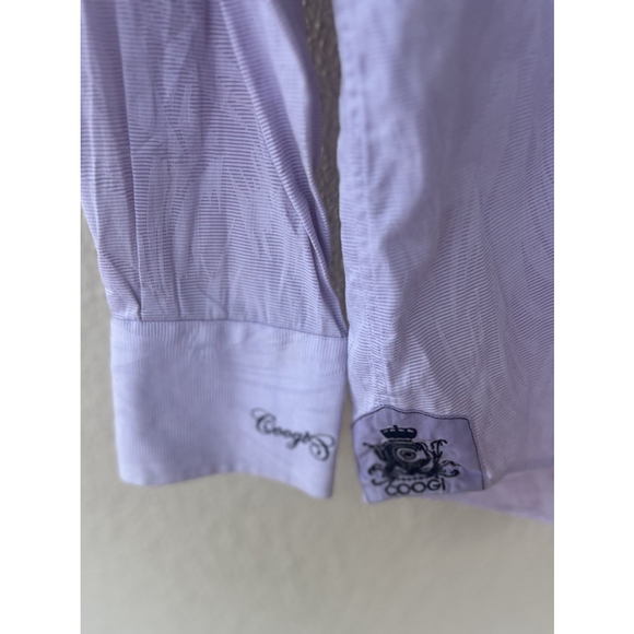 Coogi Luxe Men's Lavender Dress Shirt Size XL Abstract Pattern Button Front Logo - Picture 5 of 10